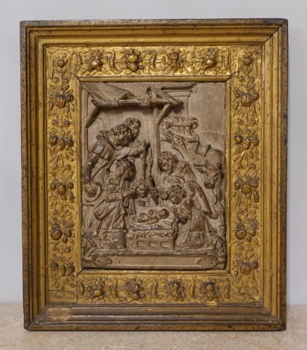 Pair of carved stucco bas-reliefs - Mechelen 17th century - Religious Antiques Style Louis XIII