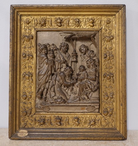 Religious Antiques  - Pair of carved stucco bas-reliefs - Mechelen 17th century