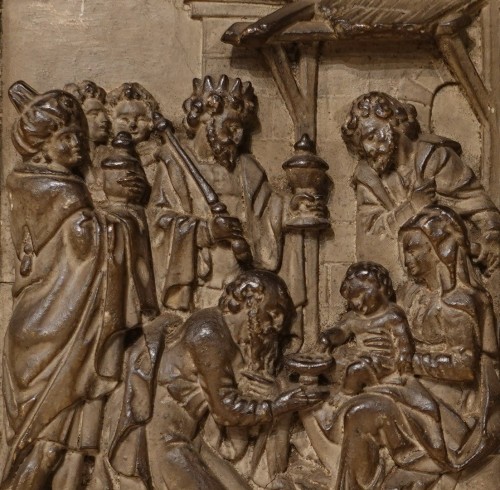 Pair of carved stucco bas-reliefs - Mechelen 17th century - Louis XIII