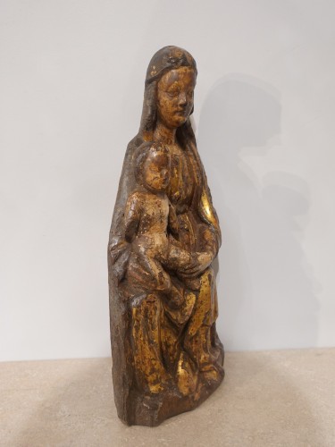 Madonna and Child in Majesty in Polychrome Wood, XVth Century - 