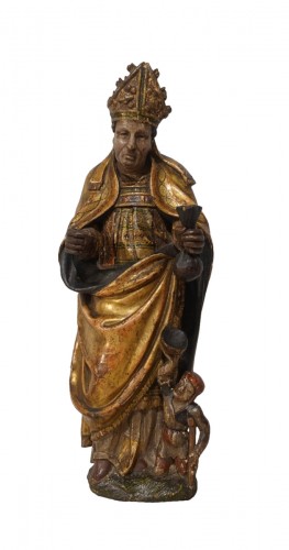 Saint Martin de Tours en bois polychrome – Italie XVIIIe siècle
