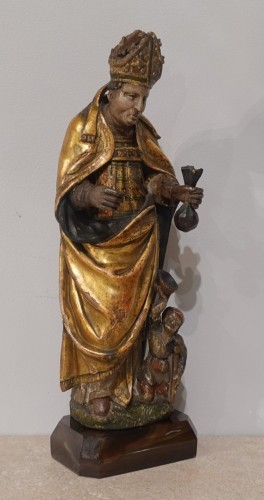 Saint Martin de Tours en bois polychrome – Italie XVIIIe siècle - Sculpture Style Louis XV