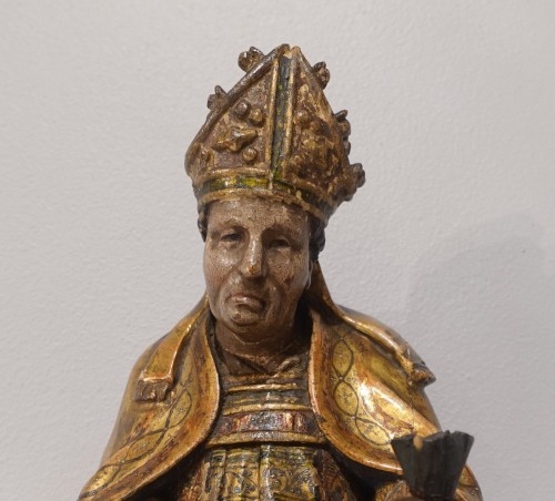 XVIIIe siècle - Saint Martin de Tours en bois polychrome – Italie XVIIIe siècle