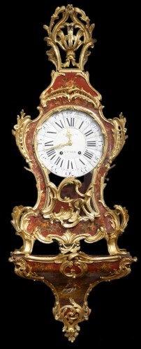 Cartel and its Louis XV period console signed Vallette in Paris - Horology Style Louis XV