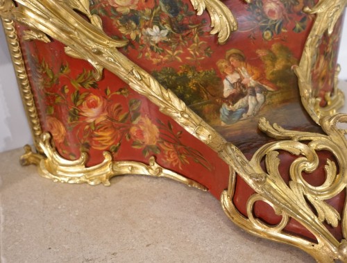 Cartel and its Louis XV period console signed Vallette in Paris - Louis XV