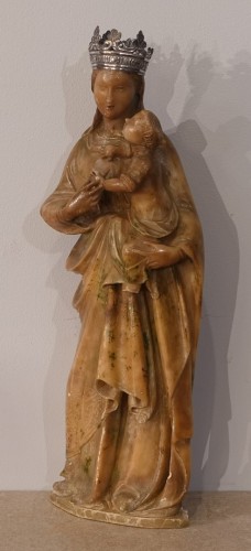 Sculpture Sculpture en pierre - Vierge à l'Enfant en albâtre de Trapani – Époque XVIe