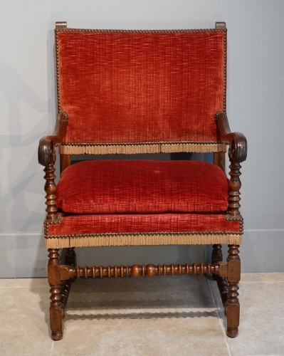 Seating  - Pair of Louis XIII armchairs, called arm chairs - 17th century