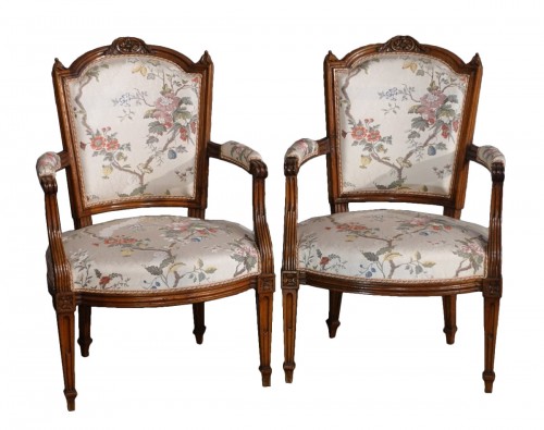Pair of Louis XVI armchairs stamped Pillot