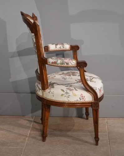 XVIIIe siècle - Paire de fauteuils Louis XVI estampillés Pillot