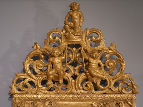 17th Century Gilded Wood Mirror - Mirrors, Trumeau Style Louis XIV