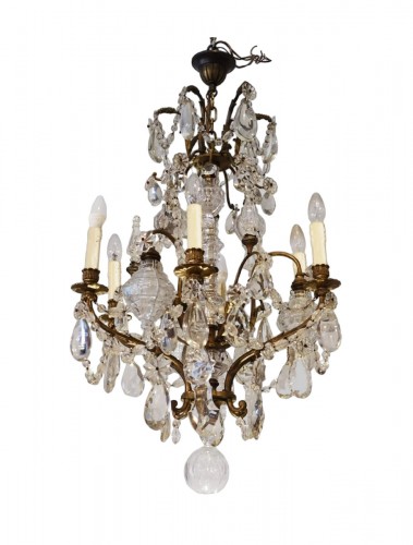 Late 19th century crystal and bronze chandelier
