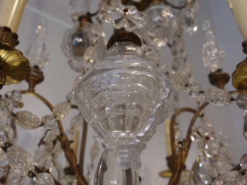19th century - Late 19th century crystal and bronze chandelier