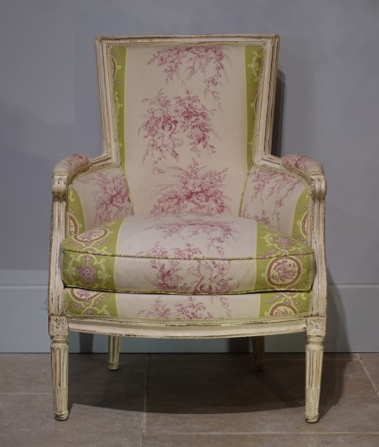 Paire de Bergères laquées Louis XVI - Sièges Style Louis XVI