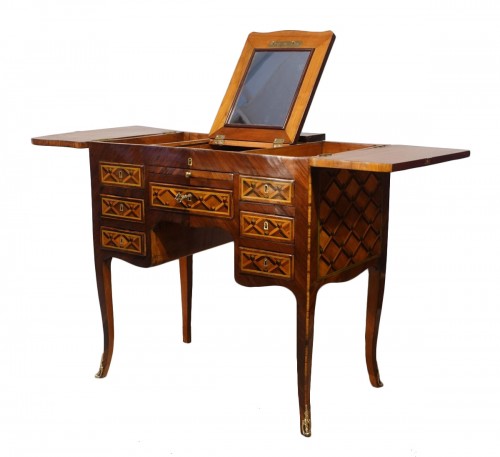 Dressing table Writing desk in marquetry stamped J.G Schlichtig - 18th century