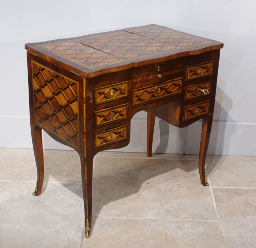 Dressing table Writing desk in marquetry stamped J.G Schlichtig - 18th century - 