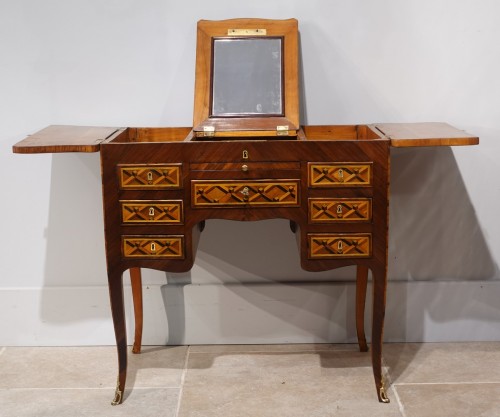 Dressing table Writing desk in marquetry stamped J.G Schlichtig - 18th century - Transition