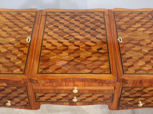 Antiquités - Louis XV dressing table writing desk in cubic marquetry
