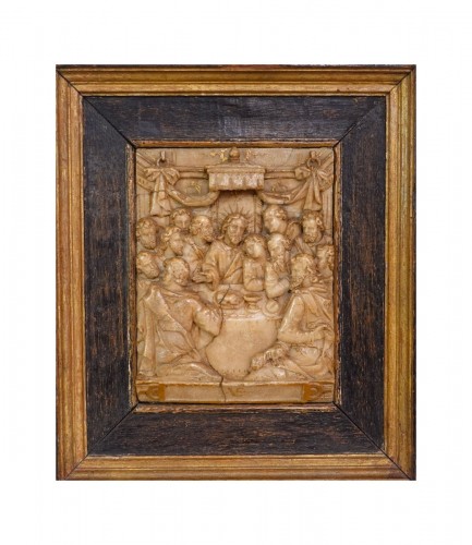 Bas-relief en albâtre ''la Cène'' Monogramme VE - Malines XVIIe siècle
