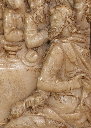 Art sacré, objets religieux  - Bas-relief en albâtre ''la Cène'' Monogramme VE - Malines XVIIe siècle