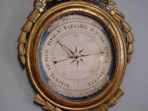 Barometer from the Louis XVI period in carved and gilded wood - Decorative Objects Style Louis XVI