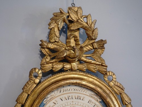 Objet de décoration Baromètre - Baromètre d'époque Louis XVI en bois sculpté et doré