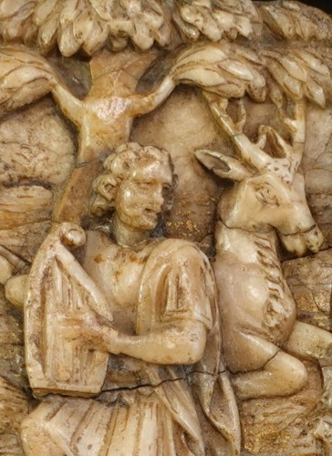 Sculpture Sculpture en Marbre - Bas-relief en albâtre '' Orphée charmant les animaux'' Malines XVIIe