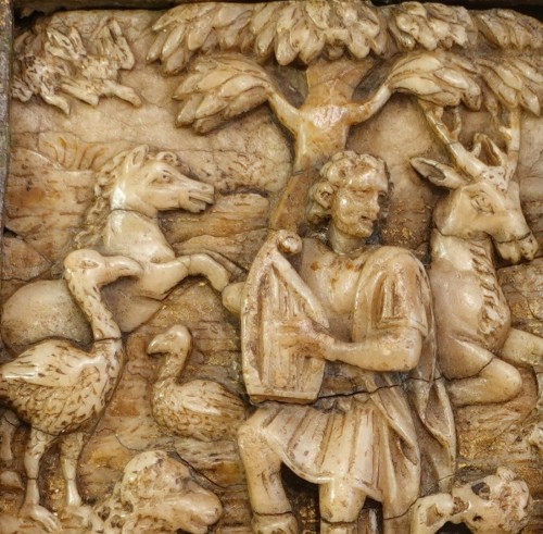 XVIIe siècle - Bas-relief en albâtre '' Orphée charmant les animaux'' Malines XVIIe