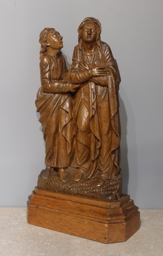 Saint John and Virgin of Calvary in oak – Flanders 16th century - Sculpture Style Renaissance