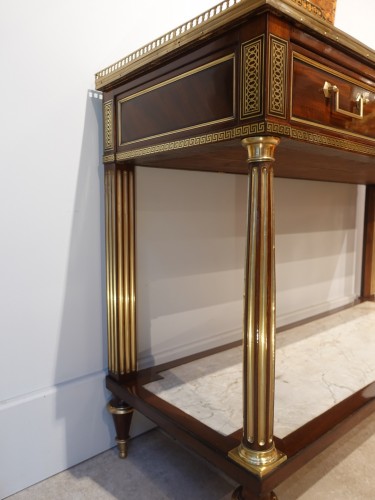 Console desserte Louis XVI en acajou attribué à Bernard Molitor - Gérardin et Cie