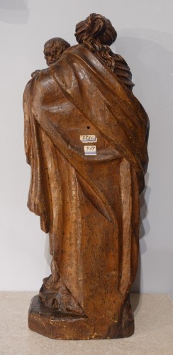 Antiquités - Vierge à l'Enfant en bois sculpté du XVIIIe siècle