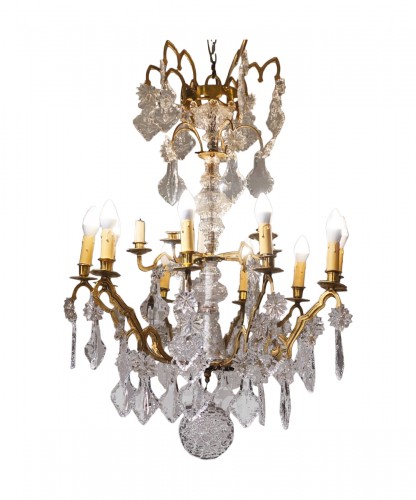 19th century crystal and bronze chandelier