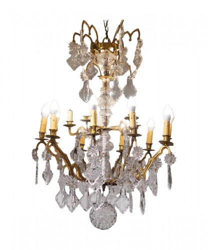 Lustre à cristaux et bronze fin XIXe siècle