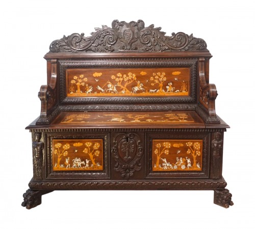 Safe bench richly decorated with inlays – Florentine work