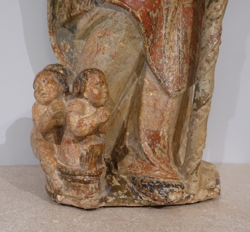 Saint Nicolas en pierre calcaire du XVIe siècle - Renaissance
