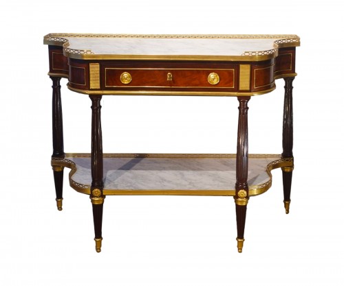 Console desserte Louis XVI en acajou