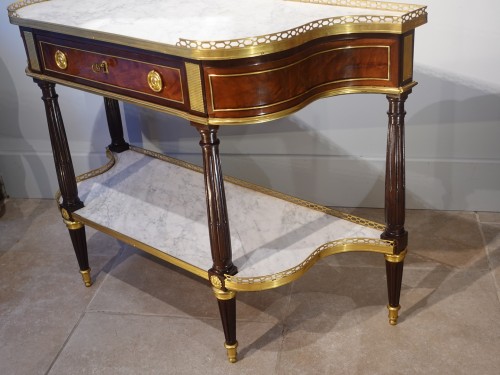 Antiquités - Console desserte Louis XVI en acajou