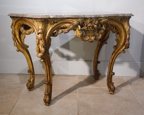 Louis XV console in gilded wood from the 18th century - Furniture Style Louis XV