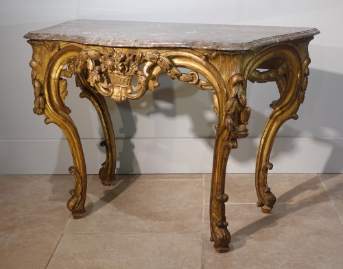 Mobilier Console - Console Louis XV en bois doré