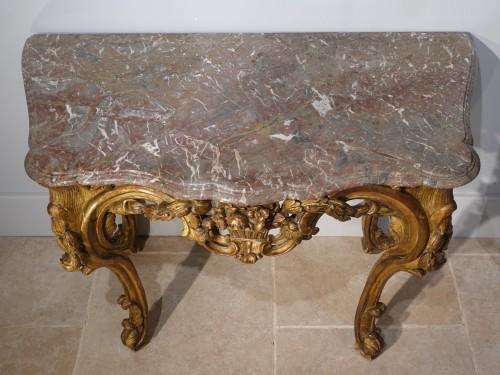 Antiquités - Louis XV console in gilded wood from the 18th century