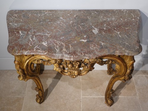 Antiquités - Console Louis XV en bois doré