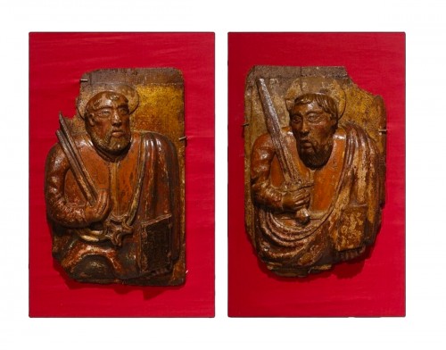 St Peter and St Paul panels – high relief sculpture 16th century