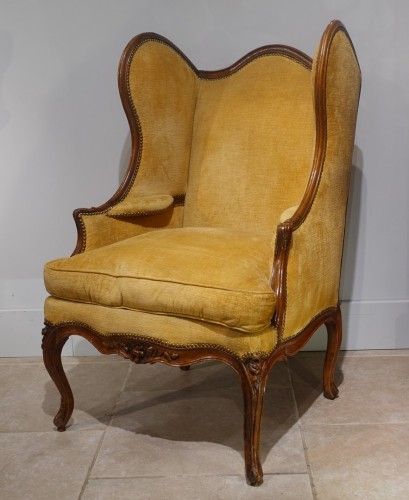 Large Louis XV wing chair in walnut from - Seating Style Louis XV