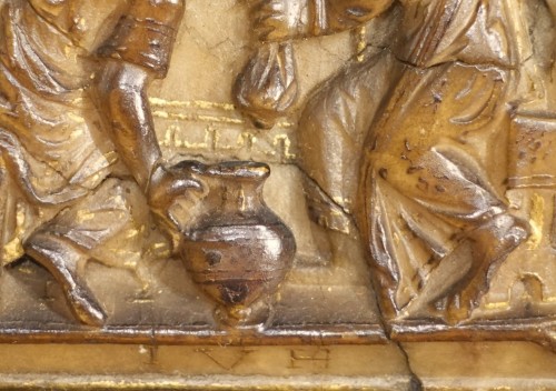 Sculpture Sculpture en Marbre - Bas-relief en albâtre ''la Cène'' monogramme IVH - Malines XVIIe siècle