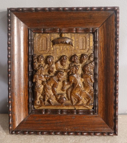 Alabaster bas-relief &#039;&#039;the Last Supper&#039;&#039;bMonogram IVH - Mechelen 17th century - Louis XIII