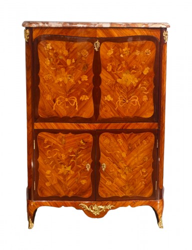 Louis XV inlaid secretary stamped P. Roussel