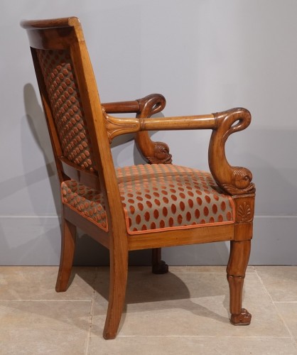 Empire - Pair of Empire armchairs in blond mahogany - Early 19th century