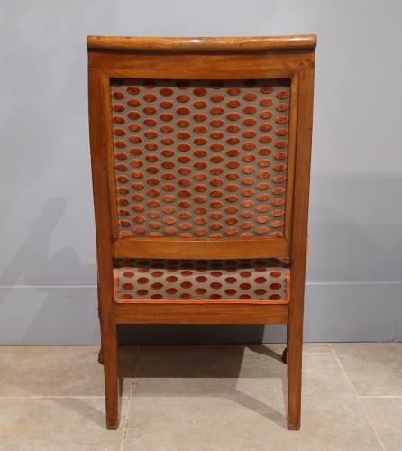 Antiquités - Pair of Empire armchairs in blond mahogany - Early 19th century