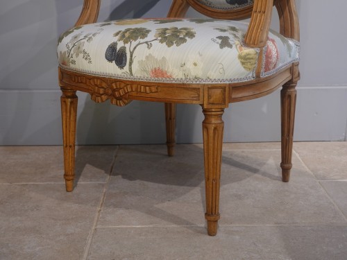 18th century - Suite of four Louis XVI armchairs stamped F. Lapierre in Lyon 