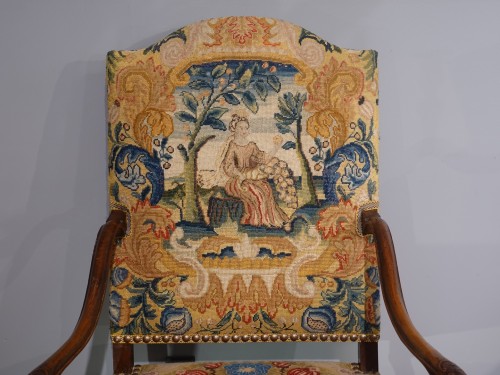Louis XIV - Fauteuil à dossier plat d'époque Louis XIV