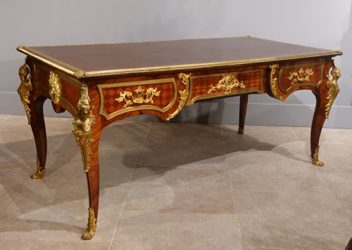 Mobilier Bureau et Secrétaire - Bureau plat ''aux espagnolettes'' d'époque fin XIXe siècle